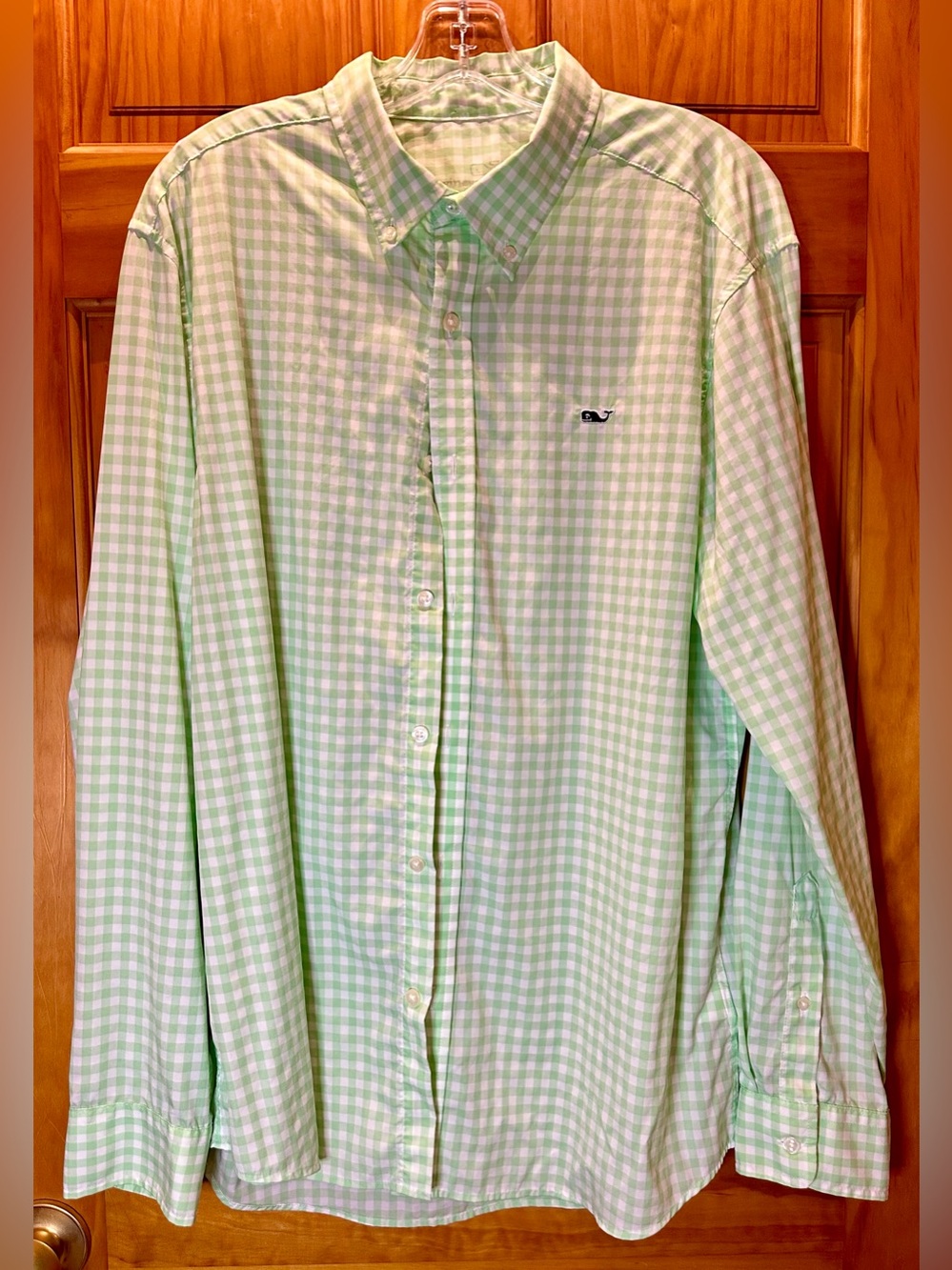 Men’s Vineyard Vines Performance Classic Green & White Button Down Shirt Sz Larg